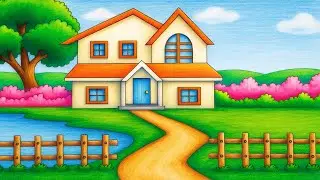 How to draw a house | Village house drawing-house drawing easy step by step