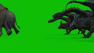 Big Bulk Animal Monster Walking Parade from Right to Left Side in Motion | Free Green Screen 3DAnime