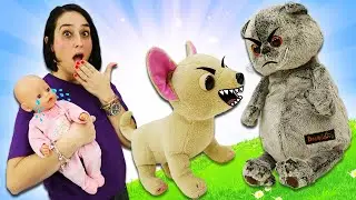 La bambola Baby Born e il gatto giocattolo. Una lite tra i giocattoli. Come una mamma in italiano