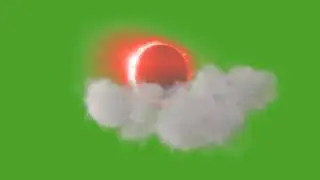 dramatic solar eclipse covered by clouds | green screen