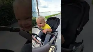 Забавный Дэвид на прогулке в коляске. Смешное детское видео!