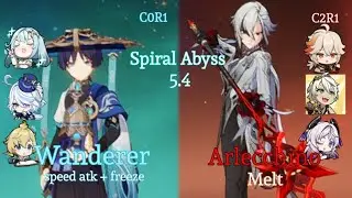 Wanderer C0 Speed atk & Arlecchino C2 Melt | Genshin Impact 5.4 Spiral Abyss Floor 12