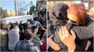انهـ   ـيار زوجة الموسيقار حلمي بكر اثناء الوداع الأخير لزوجها 