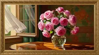 Roses for decoration/Framed TV Art 4k/Gold Framed TV Art
