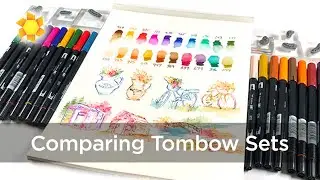 Tombow Marker Set Comparison of Bonnie's Faves for stamped watercolor
