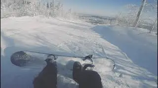 Катание на сноуборде. Горнолыжка Висячий камень. Новоуральск