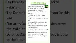 Essay on  Defence Day #defenceday #paskistan #defence #essay #youmedifa #yt #shorts #youtubeshorts