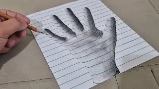 3d drawing hand on paper easy