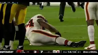 NICK CHUBB SEASON ENDING KNEE INJURY VS THE STEELERS (WITH REPLAY)