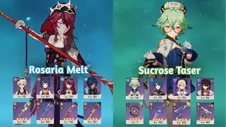 Rosaria Reverse Melt and Sucrose Taser Four Stars Only Spiral Abyss 4.1 Floor 12 - Genshin Impact