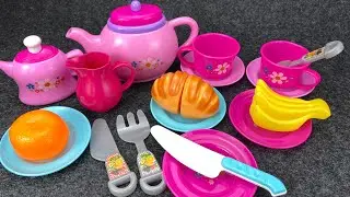 5 Minutes Satisfying with Unboxing Miniature Cute Pink Tea Set Toys💖🥳😍 | ASMR Videos no music