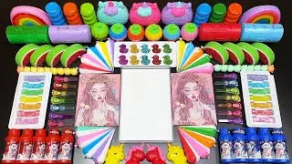 INTERESTING WITH CLAY PIPING BAG & RAINBOW ! Mixing Random Things Into Glossy Slime2165