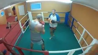Spejbl on boxing pads with Vrtak