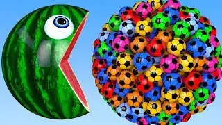 Learn Colors with PACMAN and Farm 3D Soccer Ball WaterMelon for Kid Children