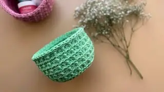 Вязание крючком. Корзина крючком из полиэфирного шнура.