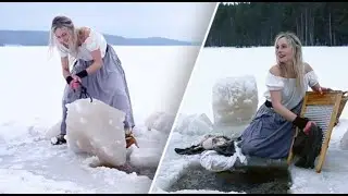 как раньше стирали в проруби -30