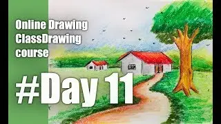 How to draw Simple Scenery | Day 11 | Sketching Fundamentals | Scenery Drawing for Beginners