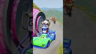 Weird Cars & Funny Motorcycles Crossing to Bollard Barbie Crush in BeamNG.drive