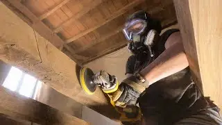 So much DUST! Sanding Old Beams - Portugal Property Renovation