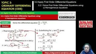 [3.2.1(c) Contoh 1]#Mathematics-3- ODE: Cara Kira Homogeneous Equations