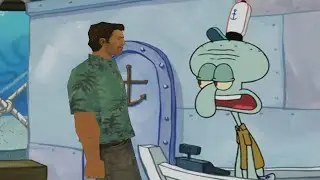 Tommy Vercetti replaces Squidward in Krusty Krab