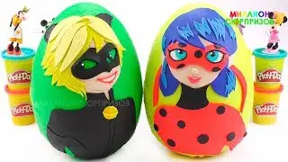Огромные Play Doh Яйца Сюрпризы Леди Баг и Супер Кот | Учим цвета с Пластилином Плей До для детей