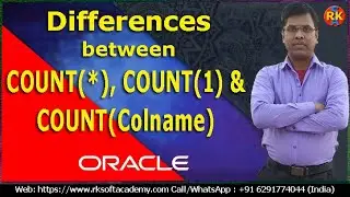 Differences between COUNT(*), COUNT(1) and COUNT(Colname) | Oracle Aggregare Functions | SQL COUNT()