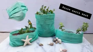 How to reuse waste mask | make pots with waste mask | disposable waste mask