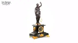 Antique French Mystery Clock Circa 1875 by A.R.Guilmet Black Marble Table Clock
