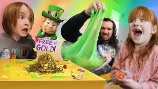 A for Adley LEPRECHAUN TRAP!! St Patrick's Day family craft diy with Gold Slime & Rainbow Slide 🌈
