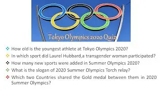 Tokyo Summer Olympics 2020 - Quiz