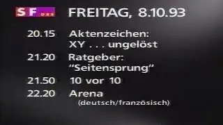 SF DRS Programmtafeln und Sendeschluss (1993)