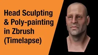 Head Sculpting and Poly-painting Skin in Zbrush (Timelapse)