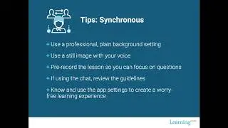 Advice for Synchronous Learning in Online Environments