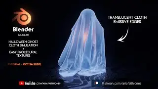 Blender 2.9 | Halloween Ghost Cloth Simulation + Easy Procedural Textures | 4K PREVIEW