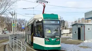 Поездка на трамвае 71-623-01 (борт 0005) (2021 г.в) маршрут 2 Г.Челябинск