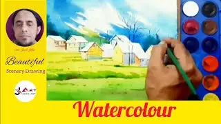 scenery drawing with watercolor