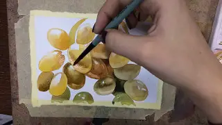 Рисуем Акварелью виноград - Как настоящий!