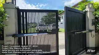 Metal fencing and Automated swing gate, made from Stainless with powder coated finished