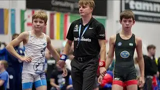 U13 Alexander Tounousidis (SWE) vs Oskar Olava (FIN) 38kg final! Greco-roman boys youth wrestling.