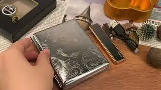 X-LIGHTER Vintage Cigarette Case with Electric Coil Lighter for 100's King Size