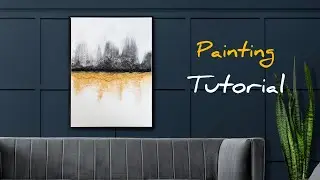 Easy Abstract Black & Gold Painting Tutorial | Texture Canvas for Acrylic Art #painting