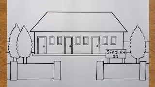 Cara Menggambar Sekolah Yang Gampang || Menggambar Sekolah SD