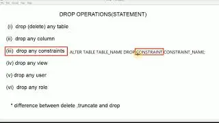 sql tutorial 41|How to drop(delete) any  table, constraints and column in sql