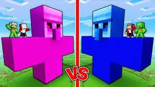 Mikey & JJ: BOYS vs GIRLS GOLEM BATTLE in Minecraft (Maizen)