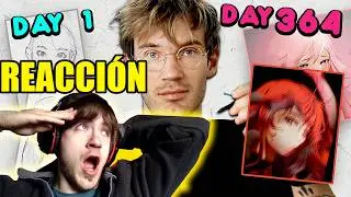 😱Artista español reacciona a PewDiePie dibujando 364 días😨