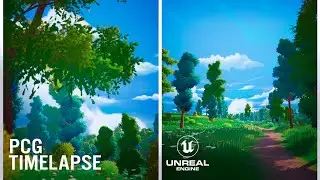 Unreal Engine 5 - Spline PCG on Landscape Test - Stylized Environment Timelapse