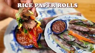 Fresh Rice Paper Rolls with the Best Thai Peanut Butter Dipping Sauce | Rough Cooking Recipe