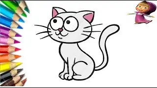 Раскраска для детей  КОТИК!  Учим цвет!  МУЛЬТИК РАСКРАСКА