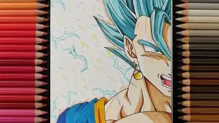 anime drawing | how to draw vegito blue half face step-by-step - Dragonball